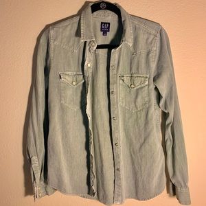 Fairly New • Gap | Sage Green Denim Western Shirt